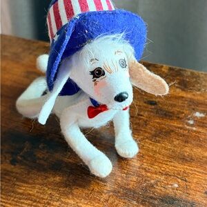 Annalee - 2012 Yankee Doodle Doggie Patriotic Blue & White Dog Plush w/ Red Bow